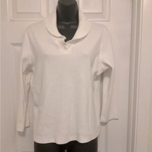 RAFAELLA Women’s White Pullover‎ Collared Sweater Size Large